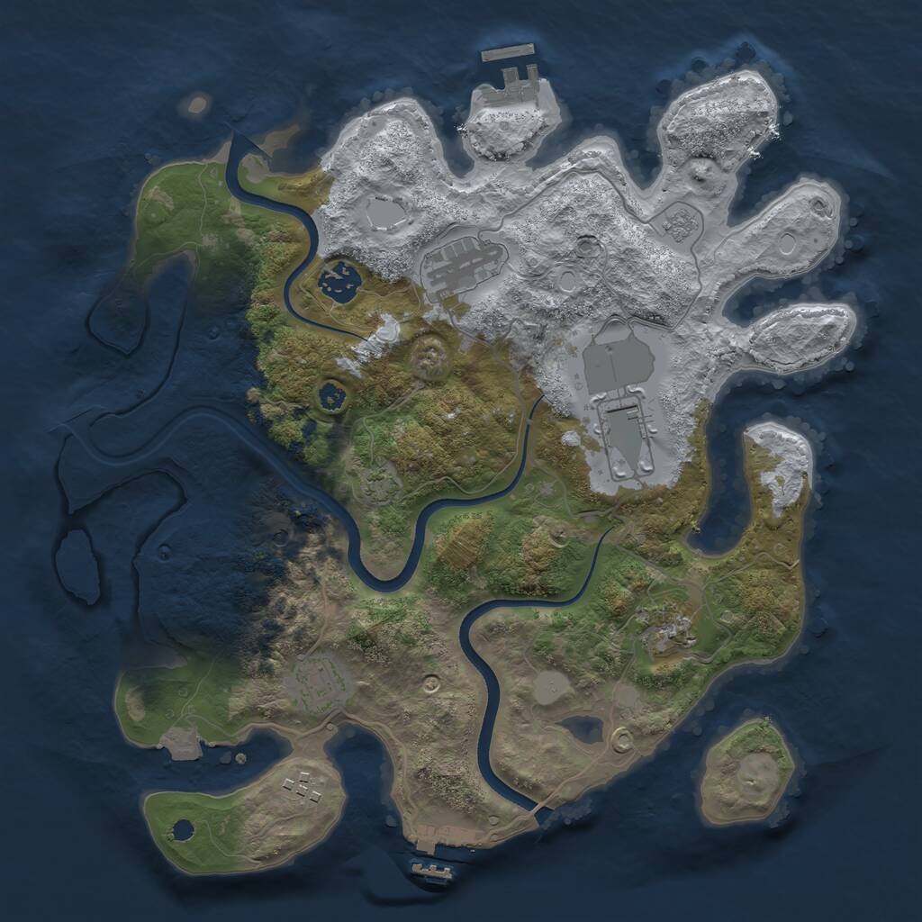 Rust Map: Procedural Map, Size: 3500, Seed: 1766913180, 12 Monuments
