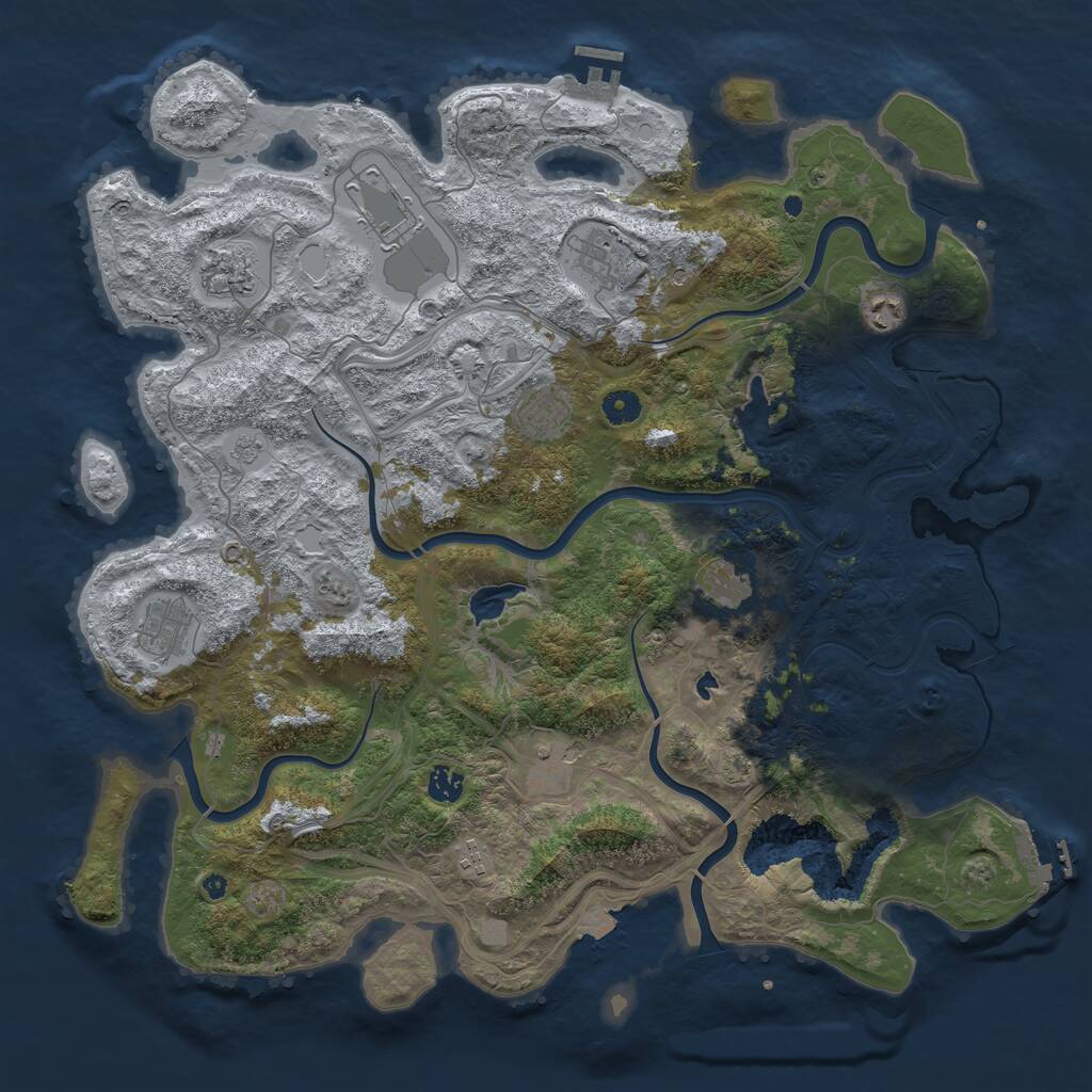 Rust Map: Procedural Map, Size: 4500, Seed: 1855698353, 16 Monuments