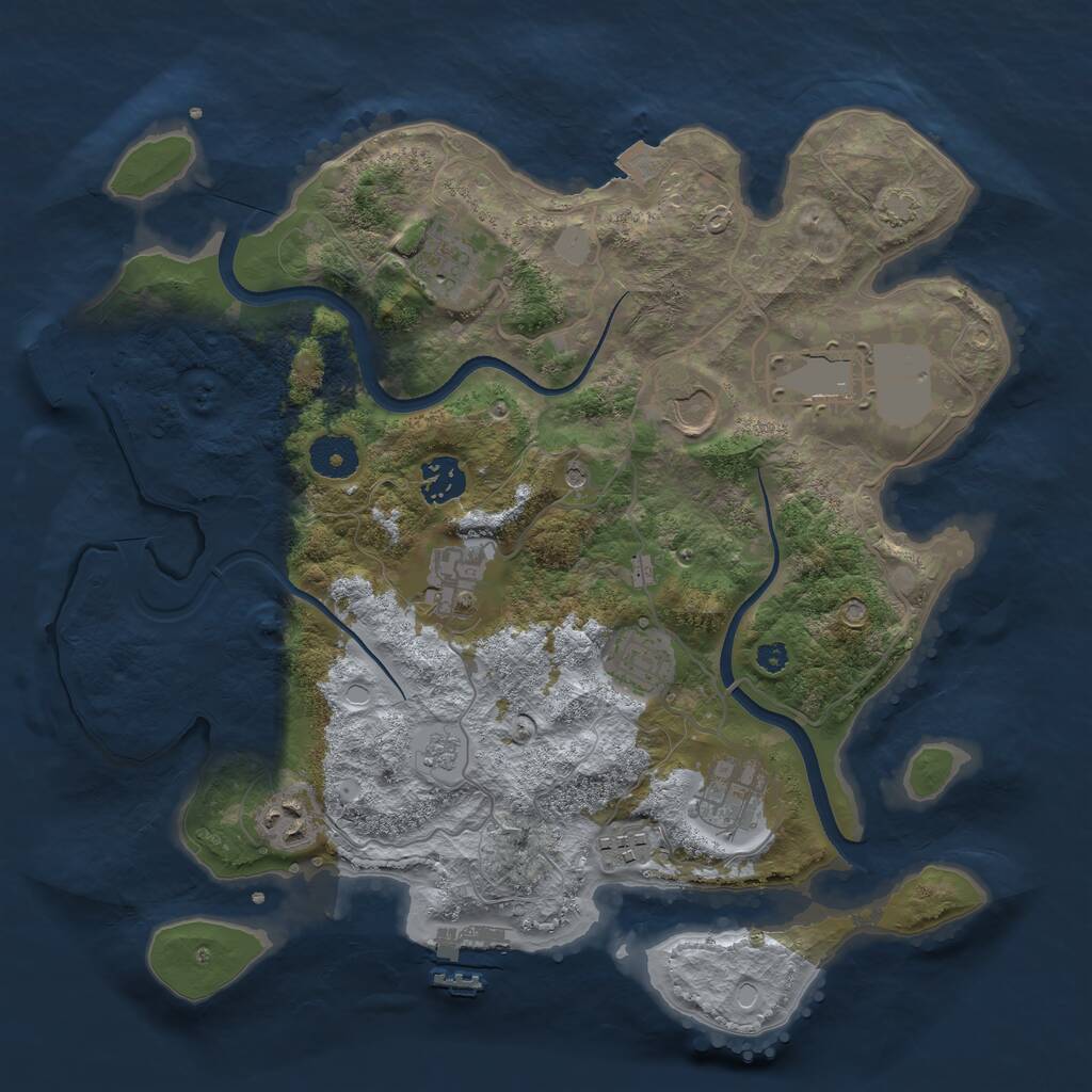 Rust Map: Procedural Map, Size: 3500, Seed: 5528271, 15 Monuments