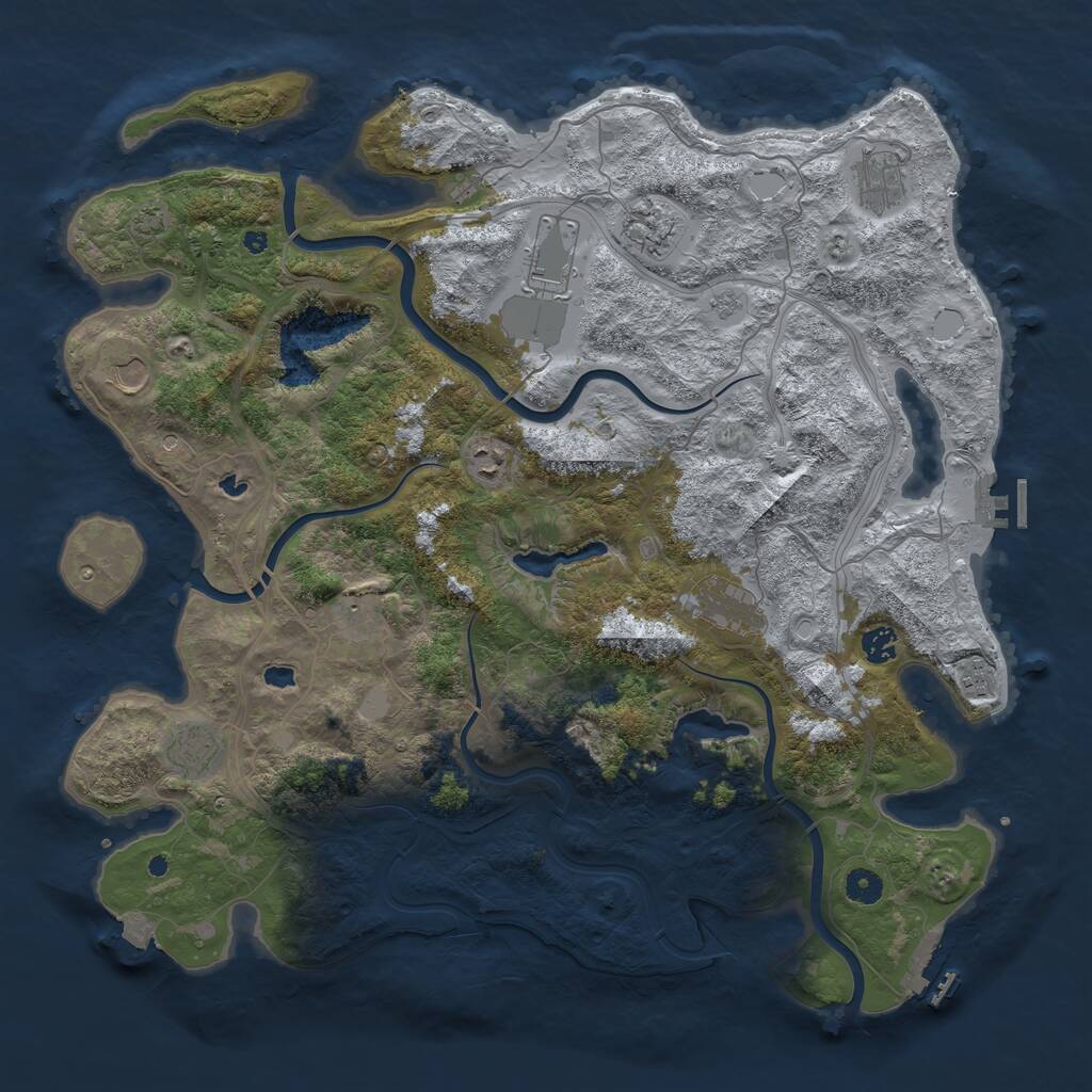 Rust Map: Procedural Map, Size: 4500, Seed: 398110409, 16 Monuments