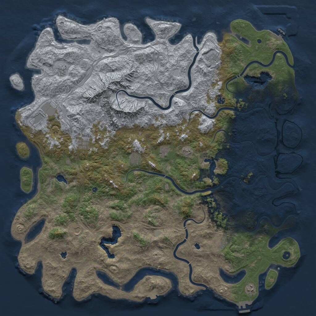 Rust Map: Procedural Map, Size: 6000, Seed: 2105057242, 17 Monuments