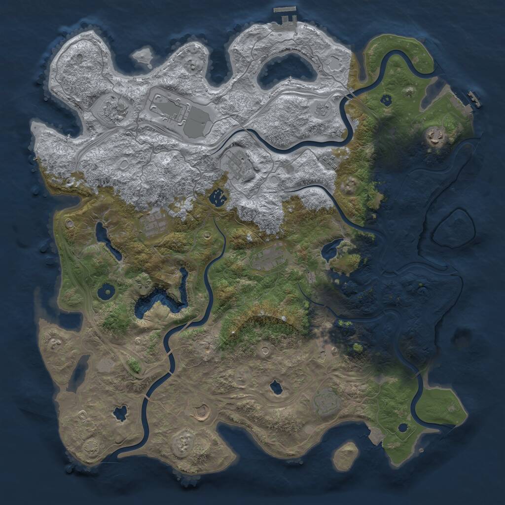 Rust Map: Procedural Map, Size: 4500, Seed: 934037724, 17 Monuments