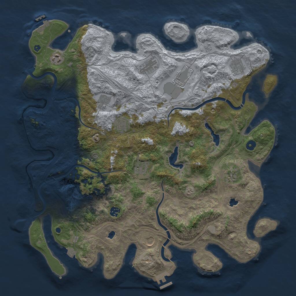 Rust Map: Procedural Map, Size: 4500, Seed: 1974, 17 Monuments