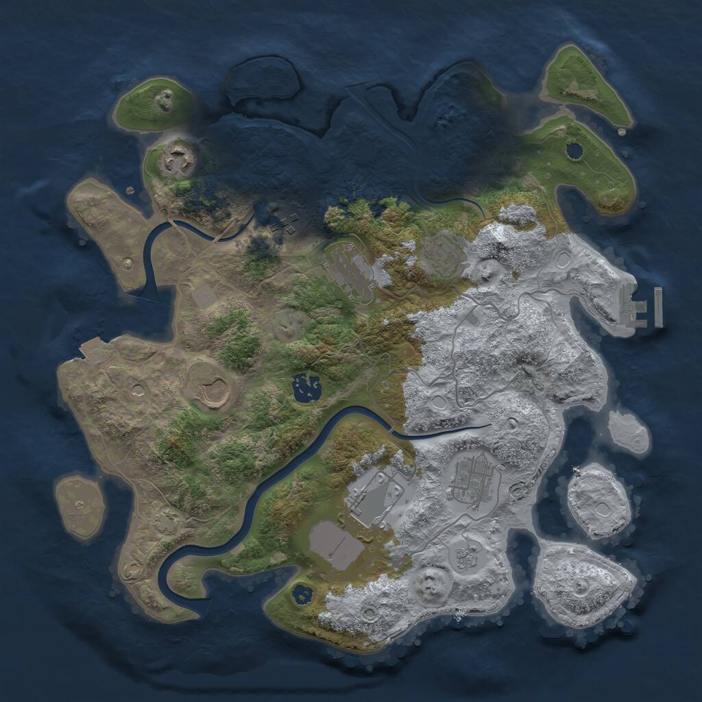 Rust Map: Procedural Map, Size: 3500, Seed: 751637576, 13 Monuments