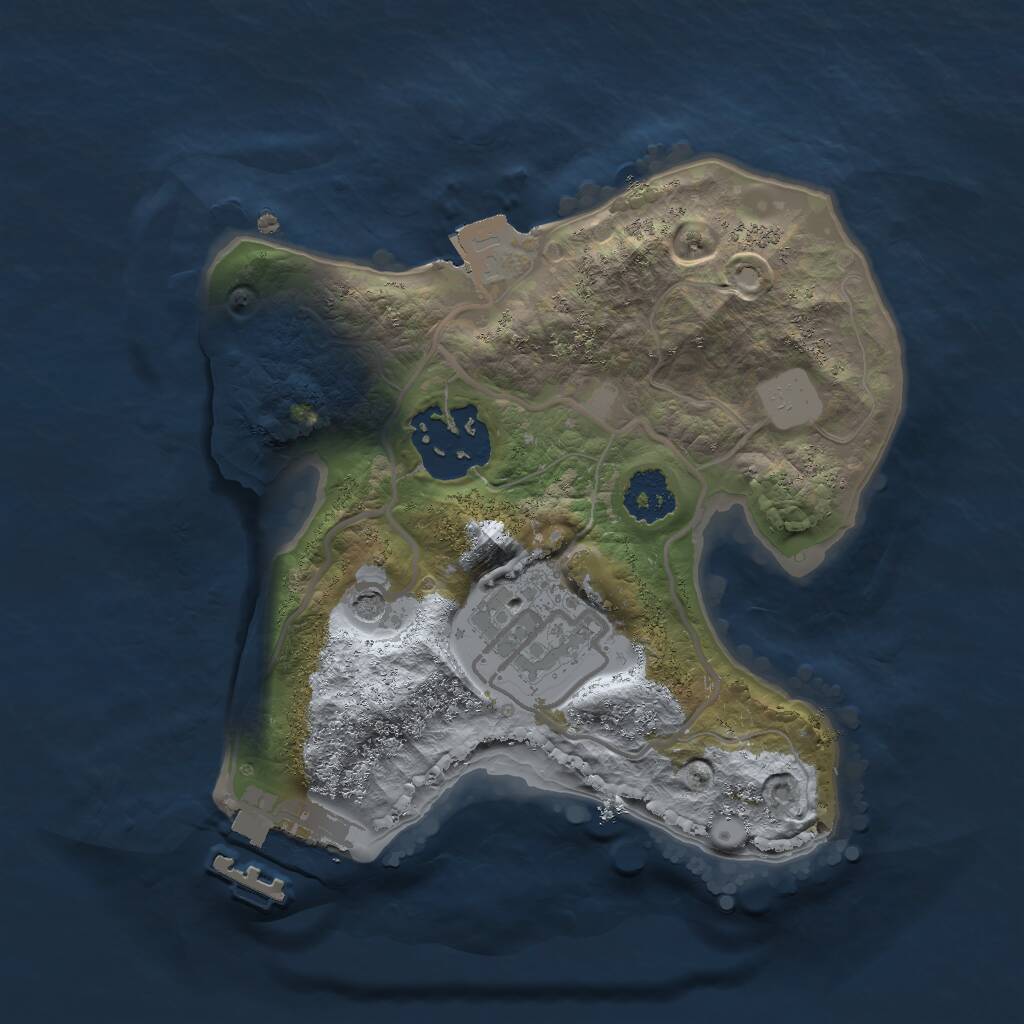 Rust Map: Procedural Map, Size: 2000, Seed: 1279717408, 5 Monuments