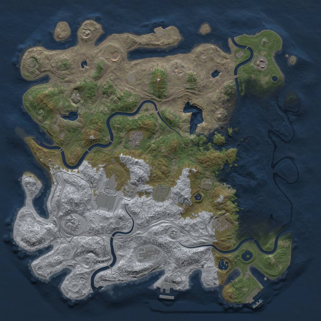 Rust Map: Procedural Map, Size: 4500, Seed: 8888883, 16 Monuments