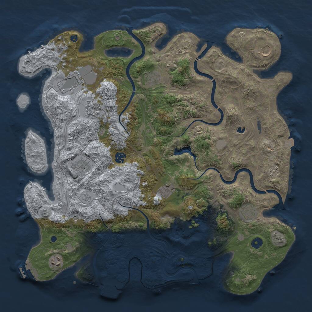 Rust Map: Procedural Map, Size: 4250, Seed: 1237151554, 16 Monuments