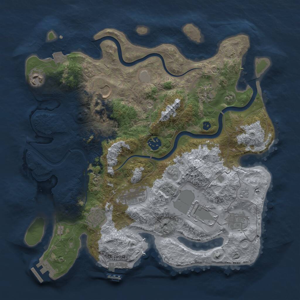Rust Map: Procedural Map, Size: 3500, Seed: 1153256594, 15 Monuments