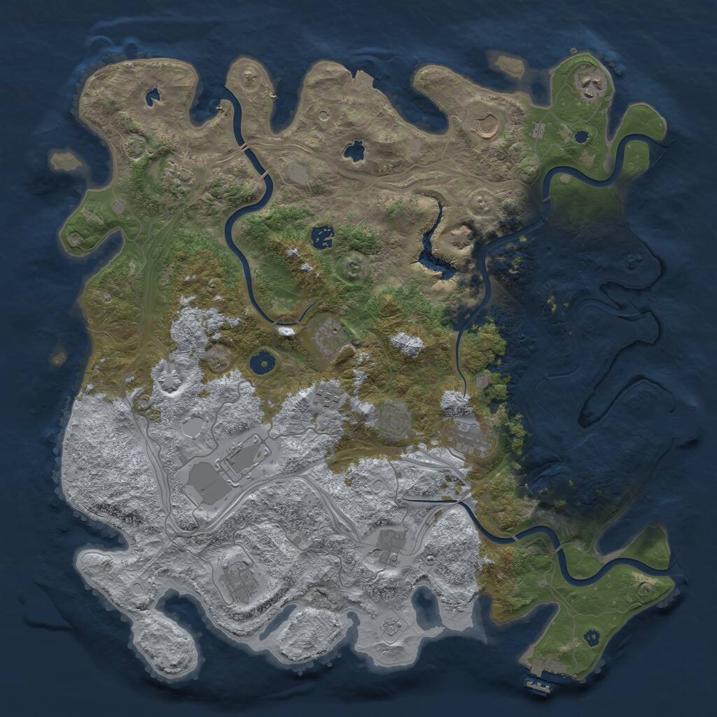 Rust Map: Procedural Map, Size: 4500, Seed: 488358304, 17 Monuments