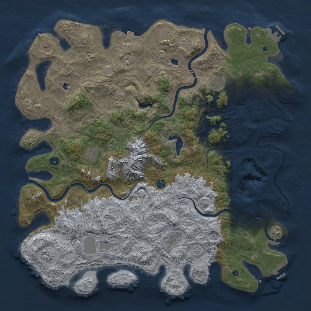 Rust Map: Procedural Map, Size: 5000, Seed: 77627320, 16 Monuments