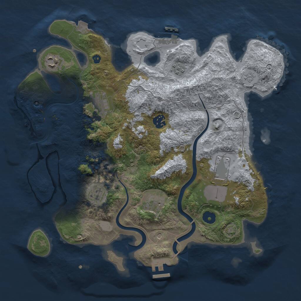 Rust Map: Procedural Map, Size: 3500, Seed: 7176783, 13 Monuments