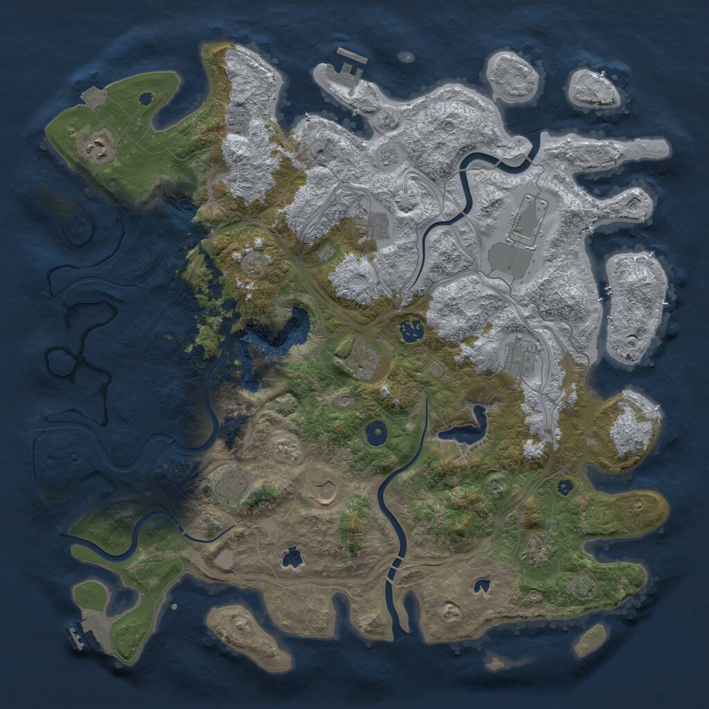 Rust Map: Procedural Map, Size: 4500, Seed: 2131869927, 16 Monuments