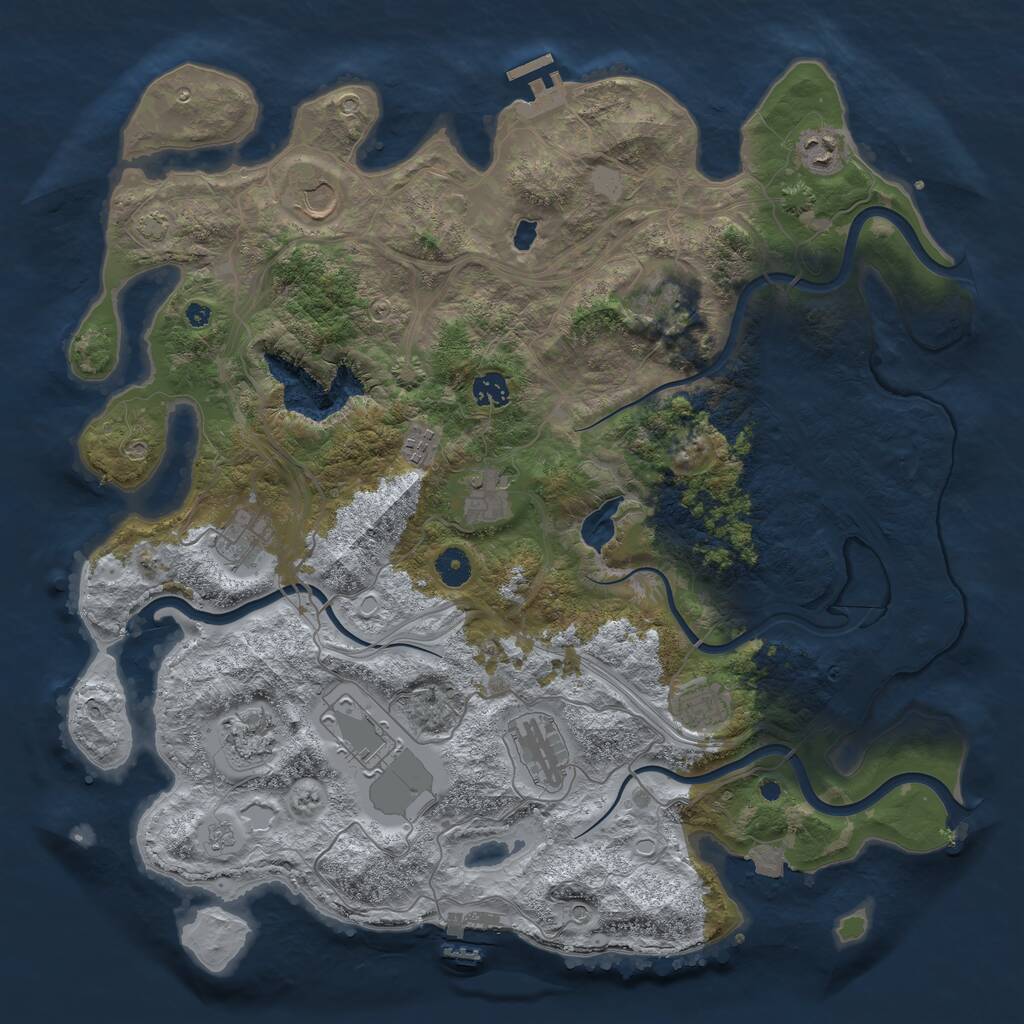 Rust Map: Procedural Map, Size: 4250, Seed: 1850936970, 17 Monuments