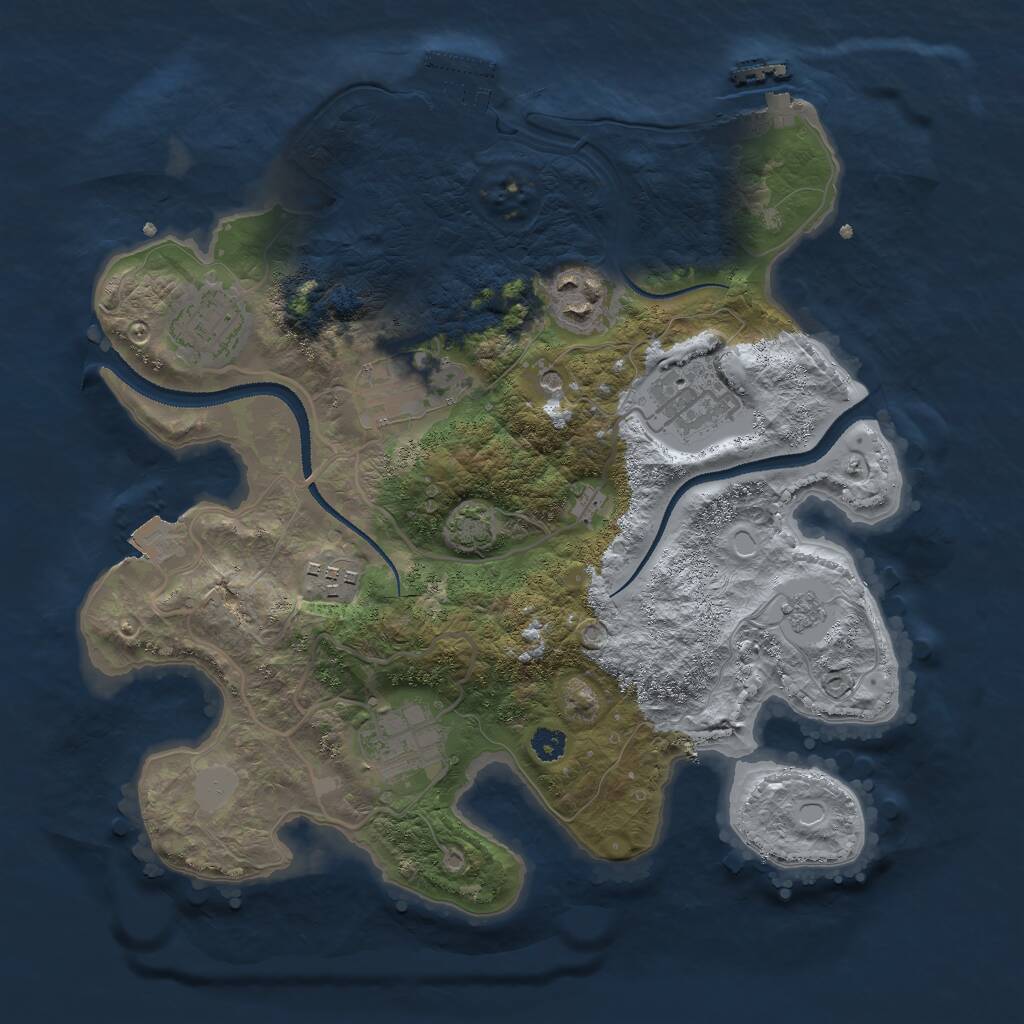 Rust Map: Procedural Map, Size: 3000, Seed: 8279, 12 Monuments