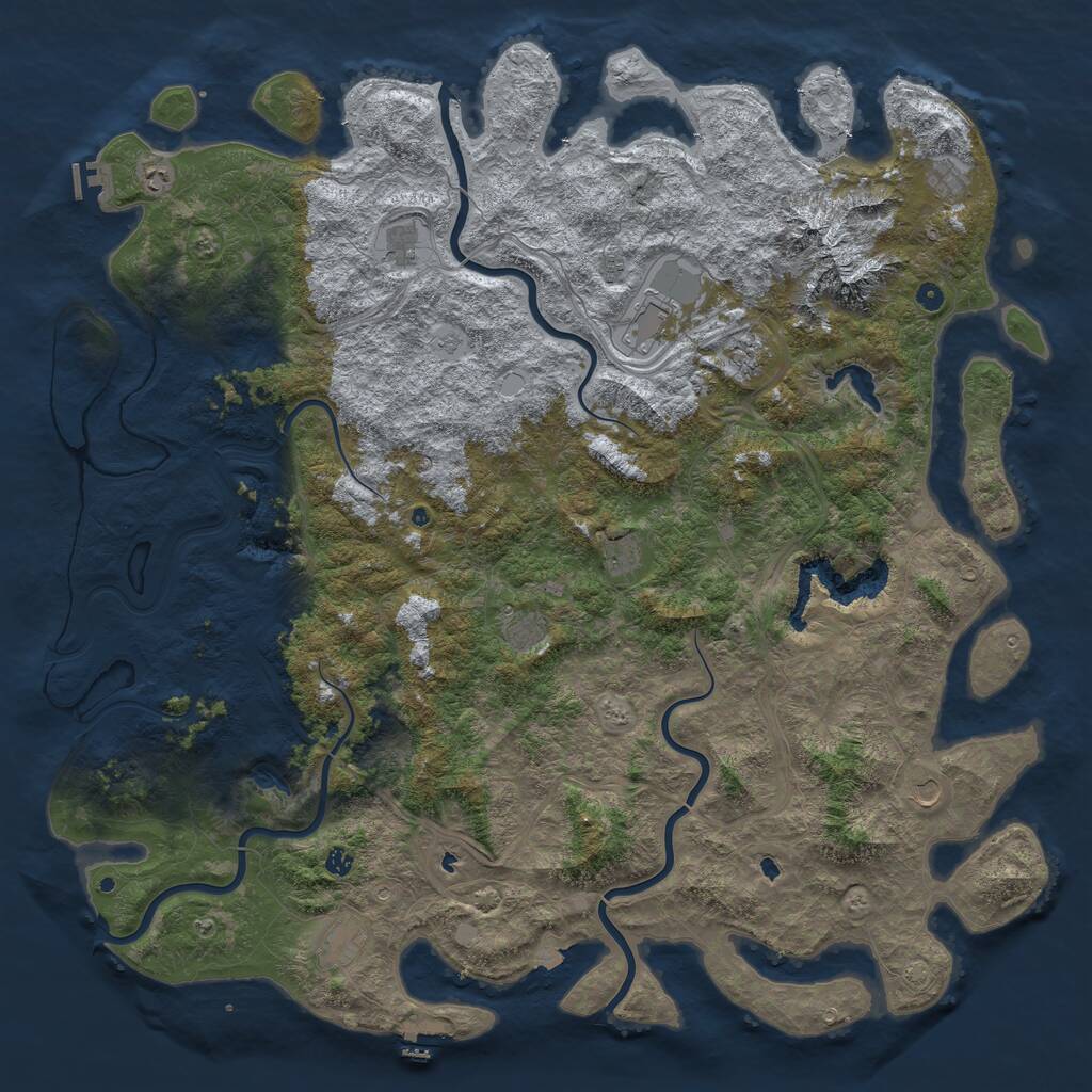 Rust Map: Procedural Map, Size: 6000, Seed: 4365, 17 Monuments