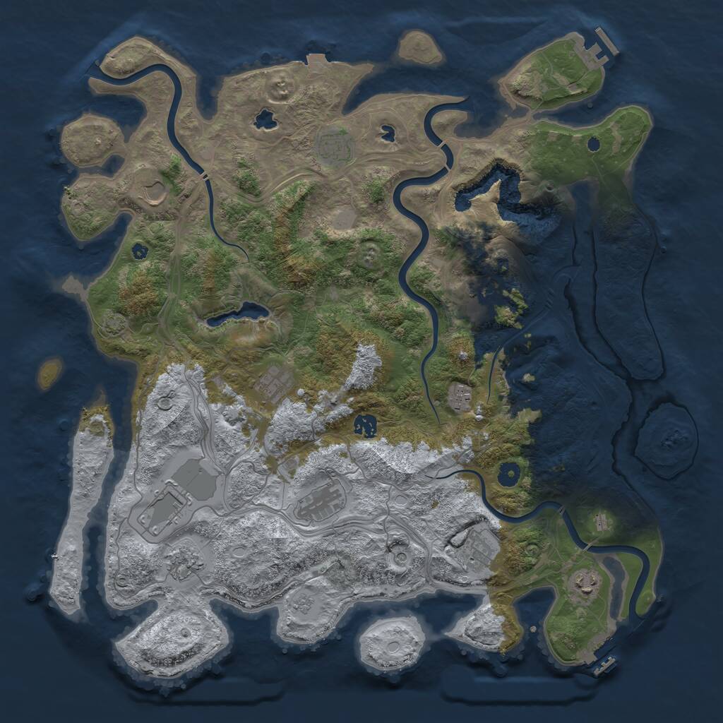 Rust Map: Procedural Map, Size: 4500, Seed: 393952083, 17 Monuments