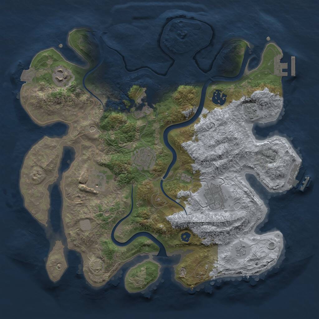 Rust Map: Procedural Map, Size: 3250, Seed: 2105, 13 Monuments