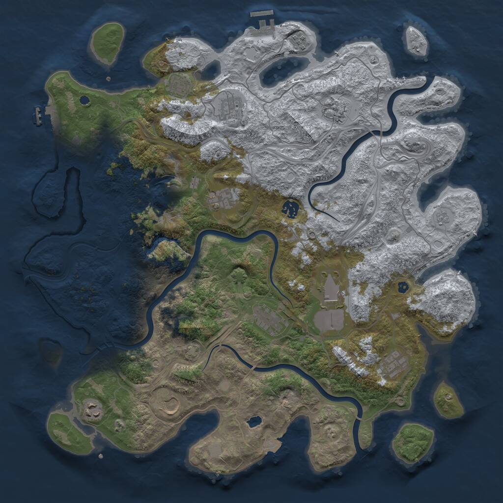 Rust Map: Procedural Map, Size: 4400, Seed: 24476408, 17 Monuments