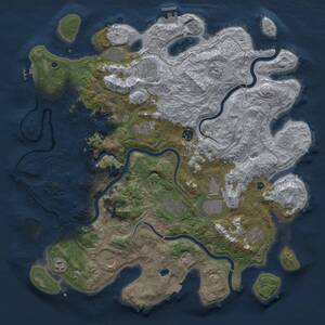 Thumbnail Rust Map: Procedural Map, Size: 4400, Seed: 24476408, 17 Monuments