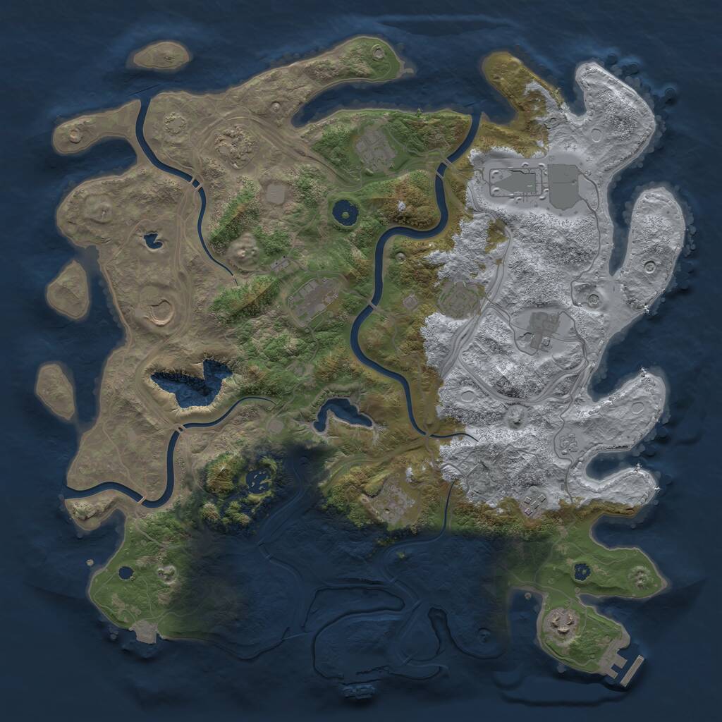 Rust Map: Procedural Map, Size: 4250, Seed: 589581740, 17 Monuments