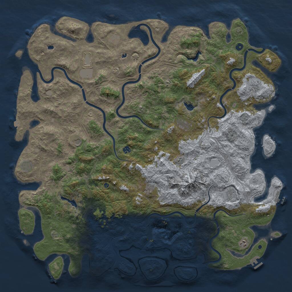 Rust Map: Procedural Map, Size: 6000, Seed: 19277805, 17 Monuments