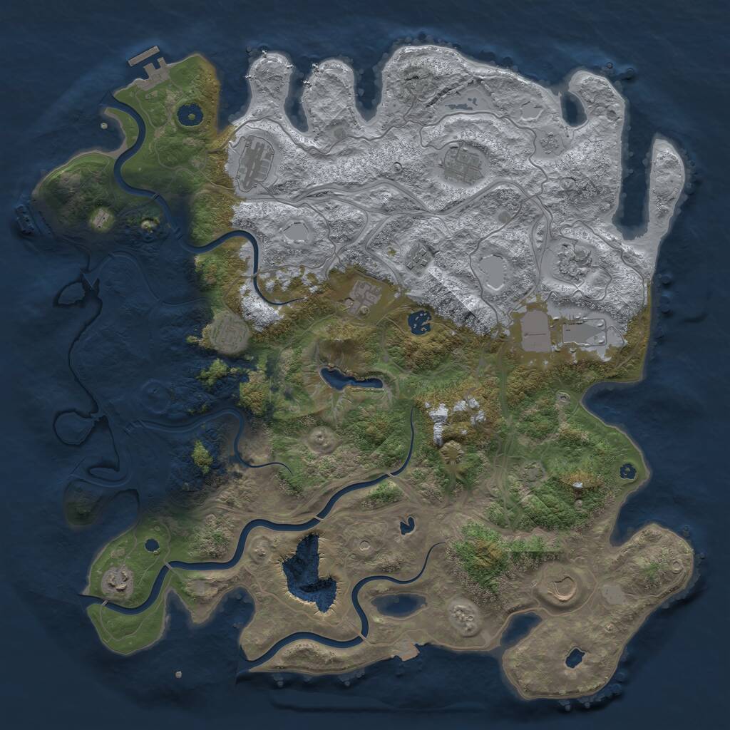 Rust Map: Procedural Map, Size: 4500, Seed: 579269250, 16 Monuments