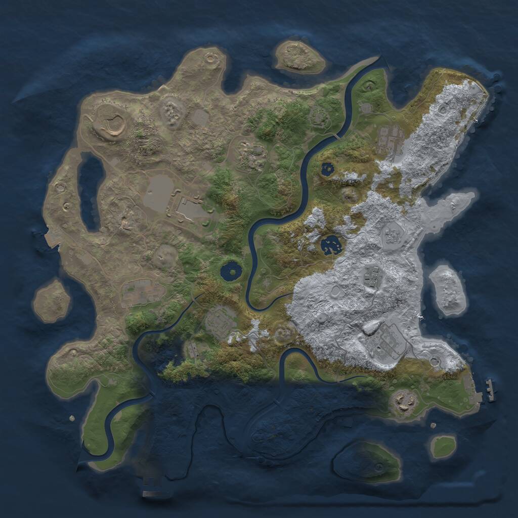 Rust Map: Procedural Map, Size: 3800, Seed: 1179484968, 16 Monuments