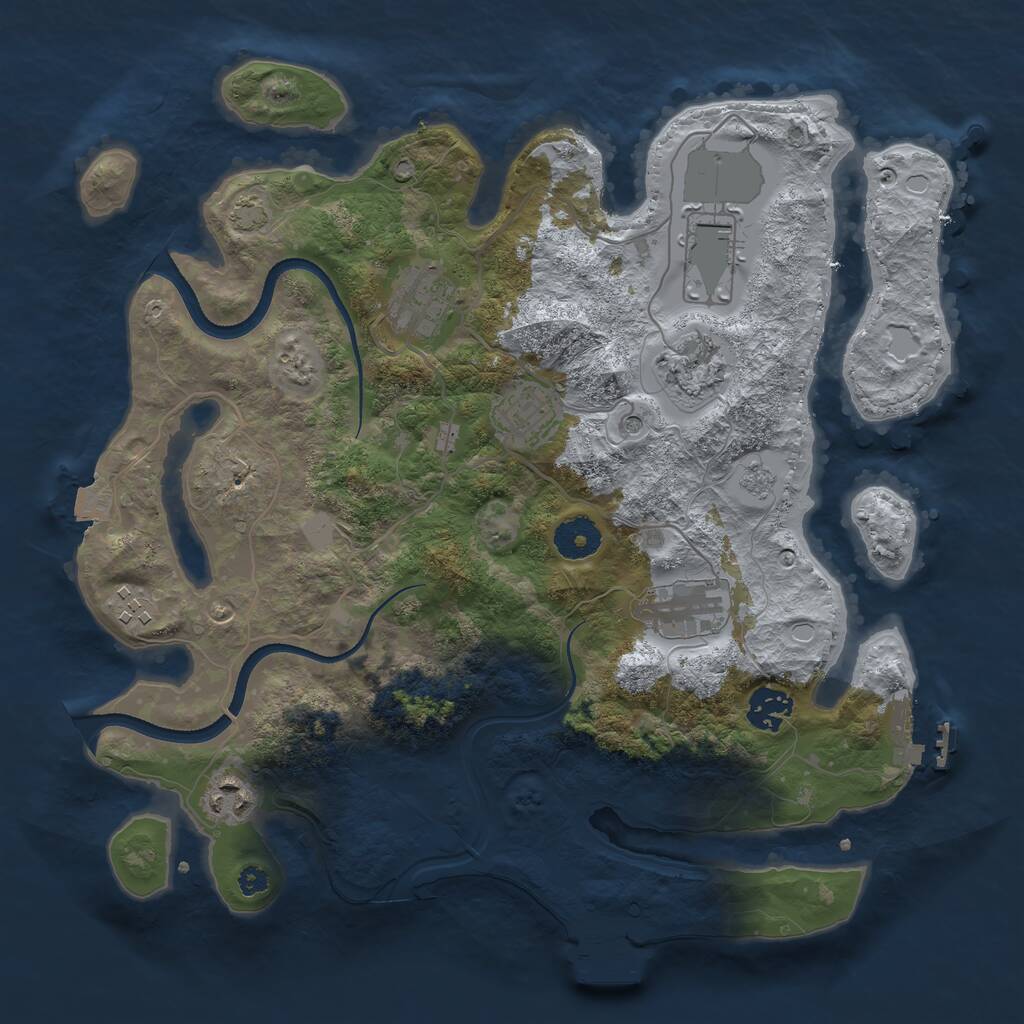 Rust Map: Procedural Map, Size: 3500, Seed: 368352505, 14 Monuments