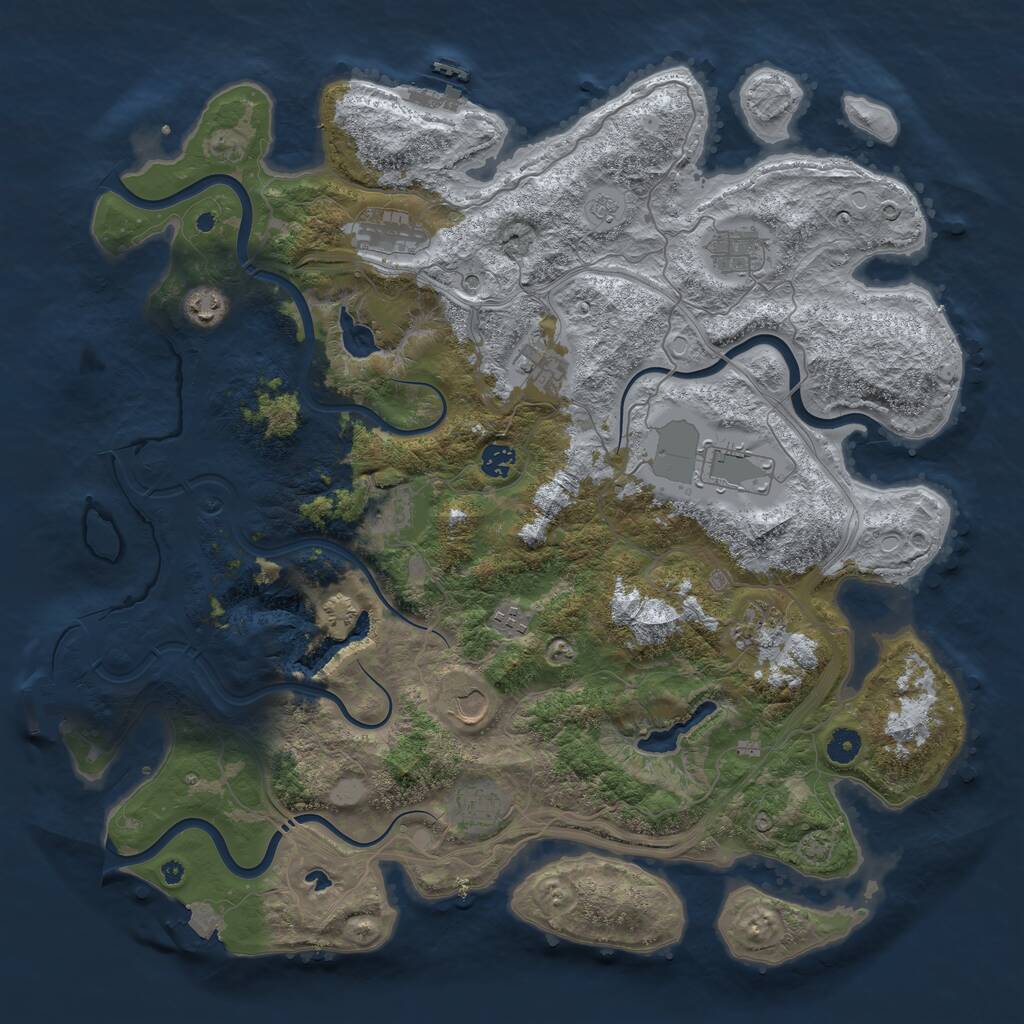 Rust Map: Procedural Map, Size: 4500, Seed: 947753784, 17 Monuments