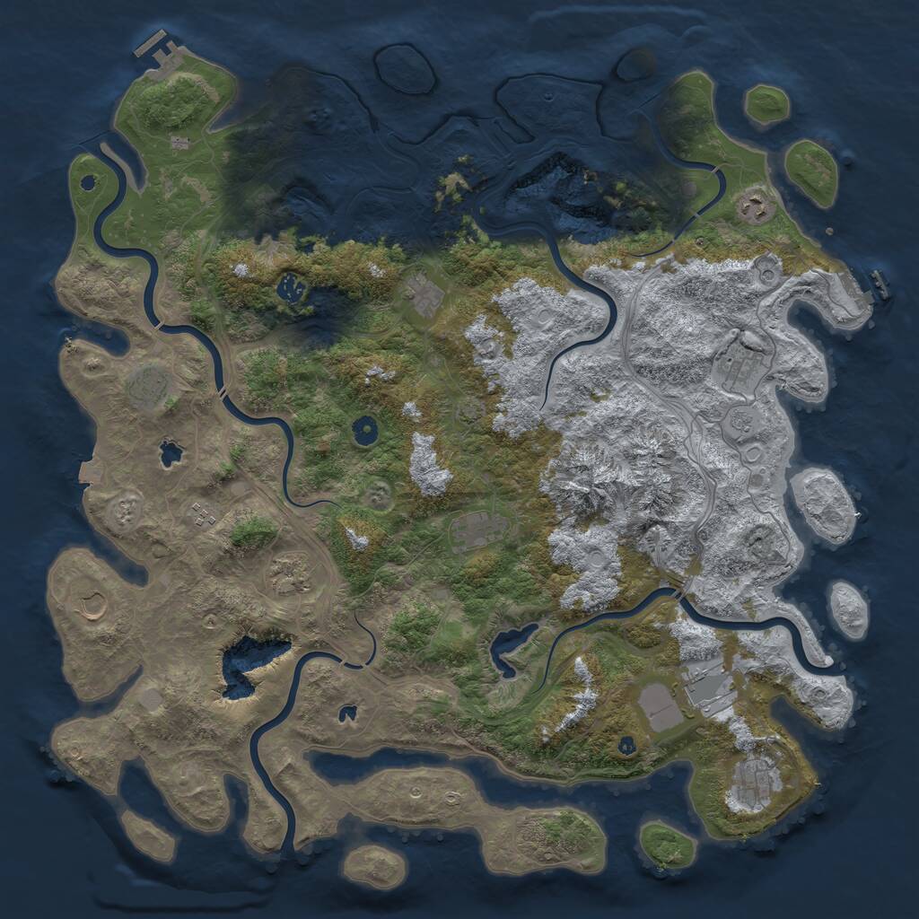 Rust Map: Procedural Map, Size: 5000, Seed: 632058965, 17 Monuments