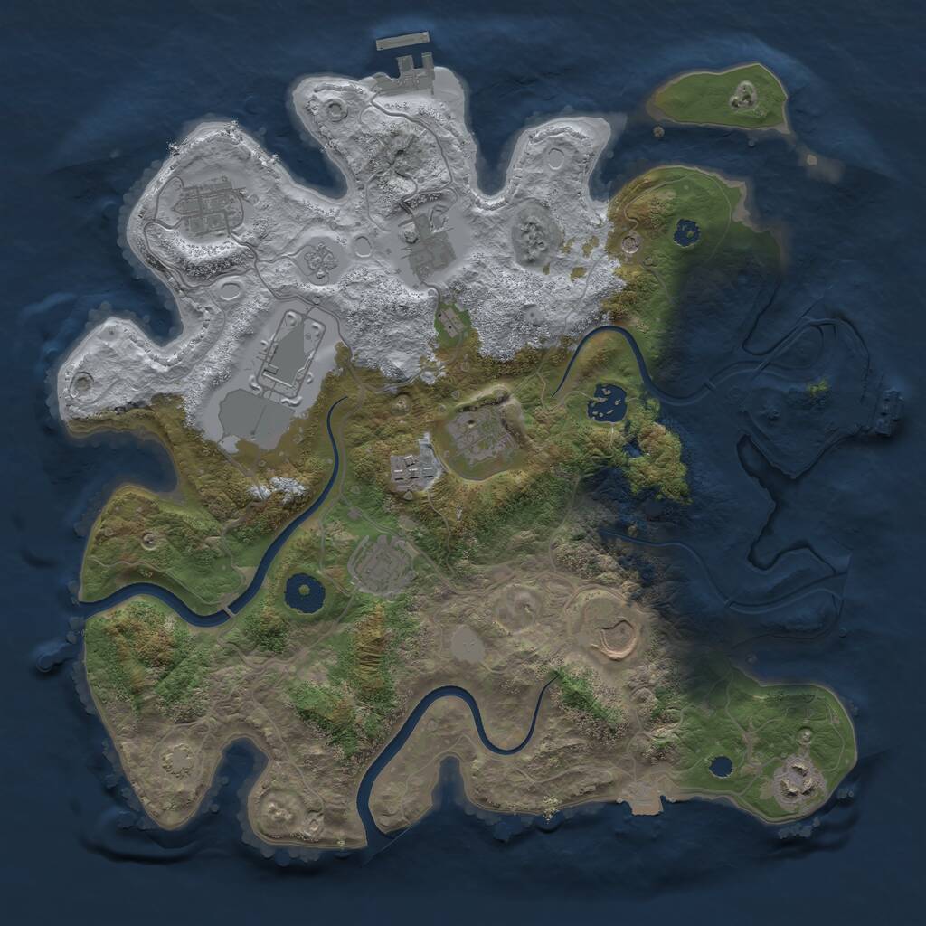 Rust Map: Procedural Map, Size: 3500, Seed: 1506199112, 15 Monuments
