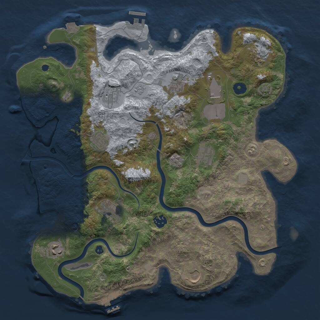 Rust Map: Procedural Map, Size: 3800, Seed: 682856042, 17 Monuments