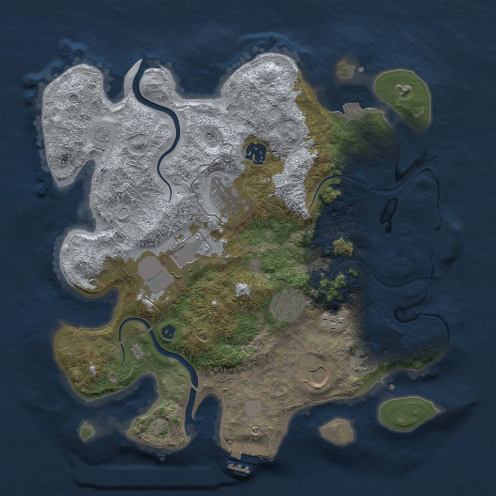 Rust Map: Procedural Map, Size: 3500, Seed: 2124501443, 12 Monuments