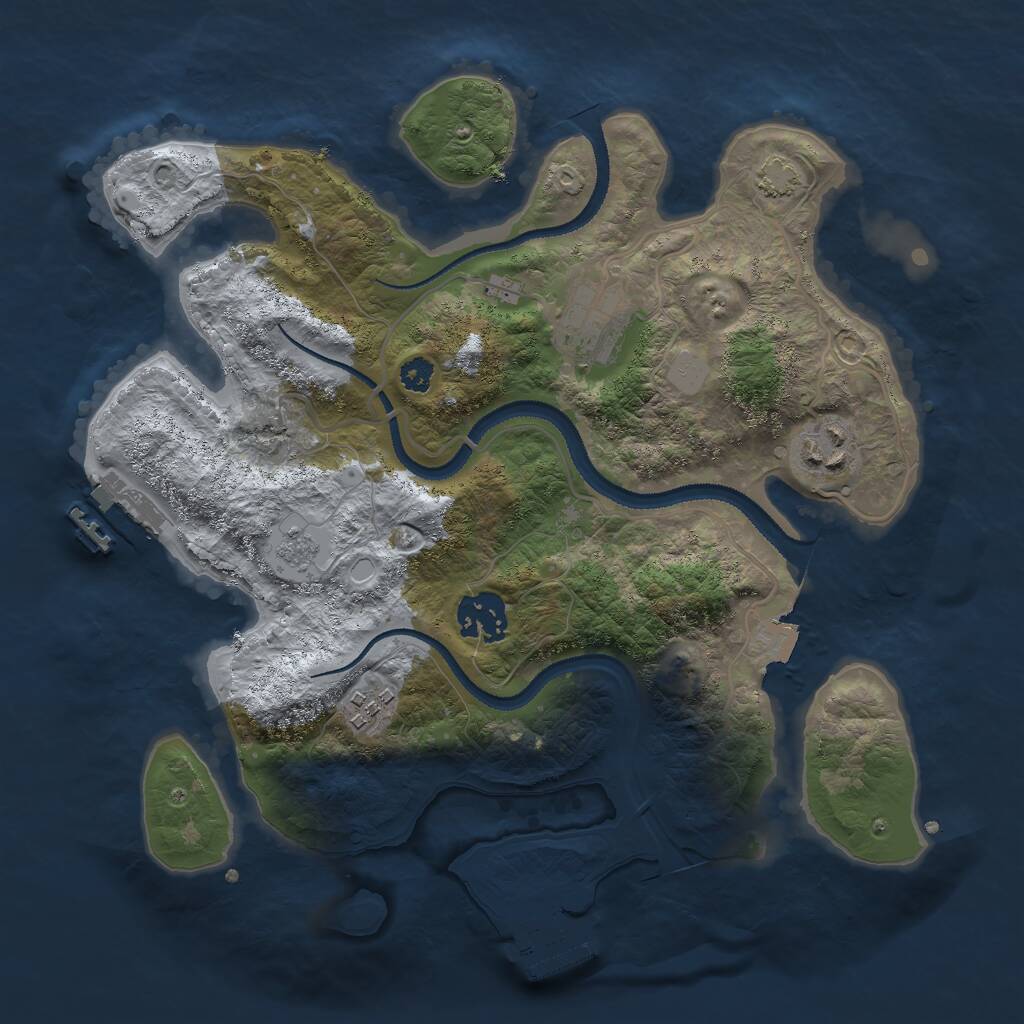 Rust Map: Procedural Map, Size: 3000, Seed: 721847405, 9 Monuments