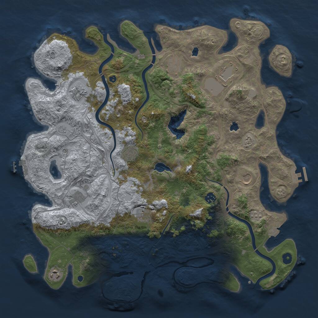 Rust Map: Procedural Map, Size: 4500, Seed: 260313124, 16 Monuments