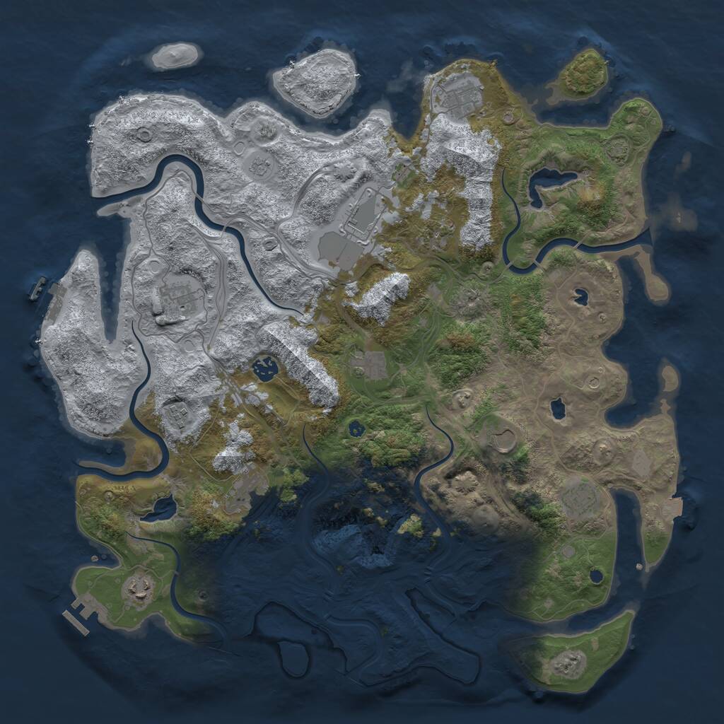 Rust Map: Procedural Map, Size: 4500, Seed: 642121175, 17 Monuments