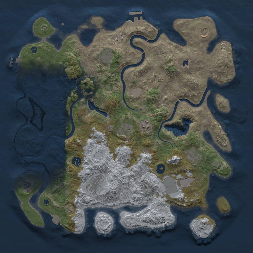 Rust Map: Procedural Map, Size: 4000, Seed: 675295410, 16 Monuments