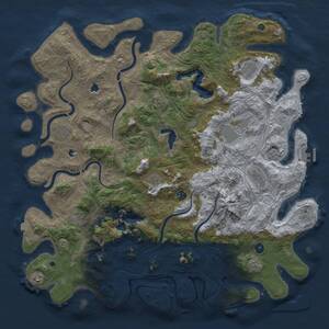 Thumbnail Rust Map: Procedural Map, Size: 5000, Seed: 991990779, 16 Monuments