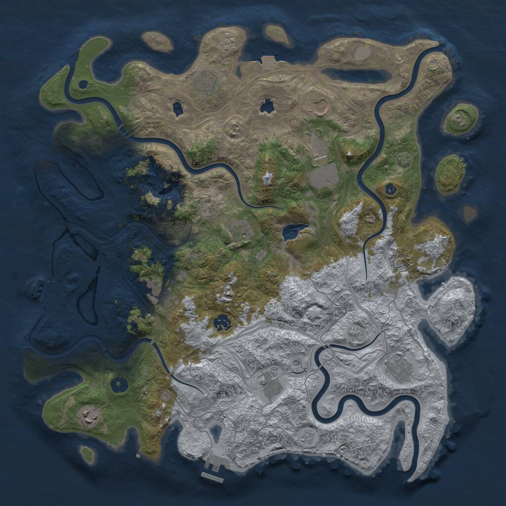 Rust Map: Procedural Map, Size: 4500, Seed: 309336510, 17 Monuments