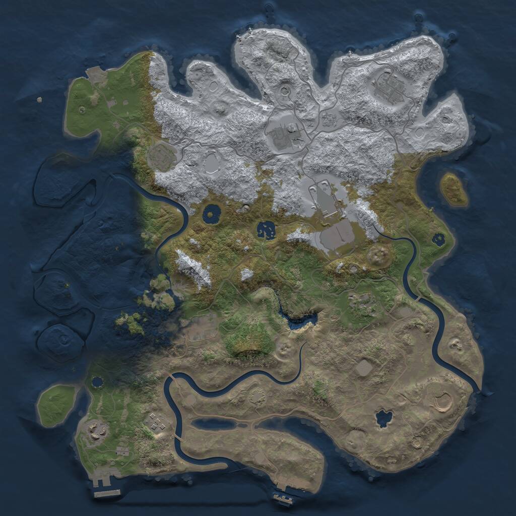Rust Map: Procedural Map, Size: 4000, Seed: 1397184228, 16 Monuments