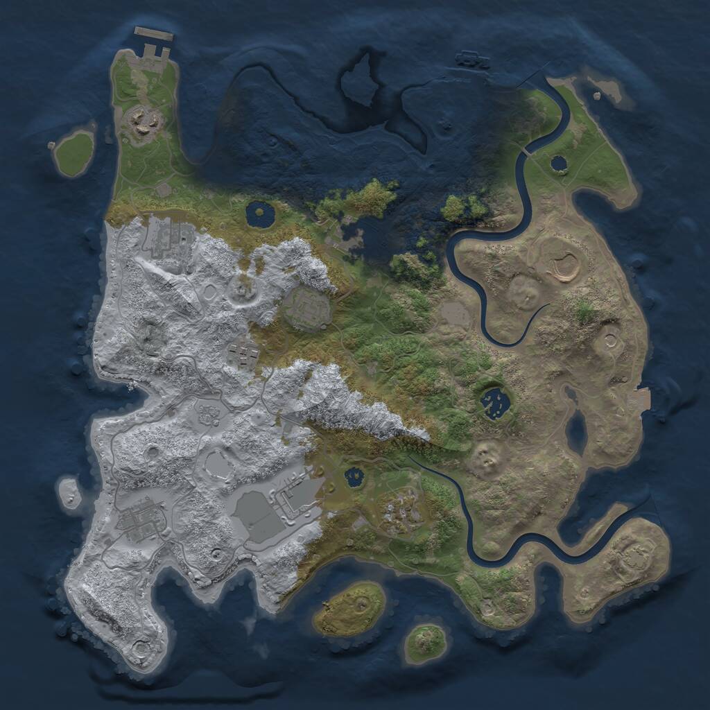 Rust Map: Procedural Map, Size: 3700, Seed: 2064416874, 16 Monuments