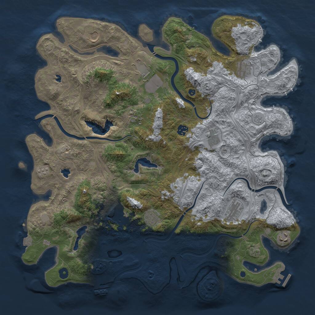 Rust Map: Procedural Map, Size: 4500, Seed: 839846580, 17 Monuments
