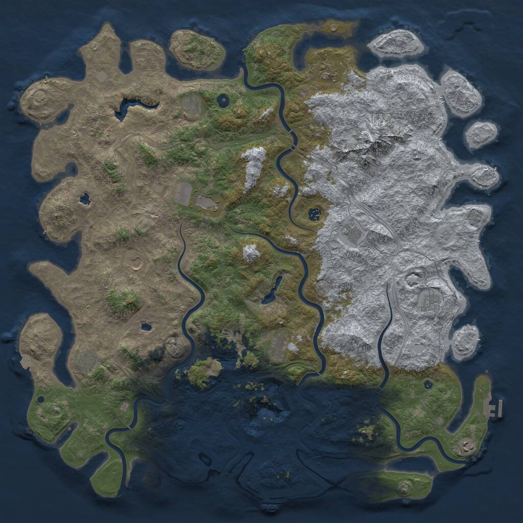 Rust Map: Procedural Map, Size: 6000, Seed: 740287518, 17 Monuments
