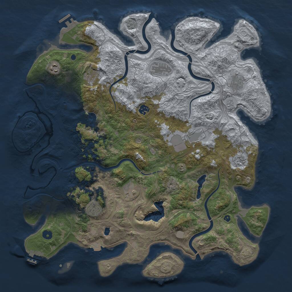Rust Map: Procedural Map, Size: 4500, Seed: 805790175, 16 Monuments
