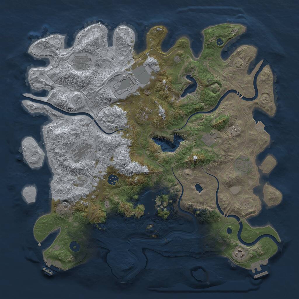 Rust Map: Procedural Map, Size: 4250, Seed: 2056020320, 16 Monuments