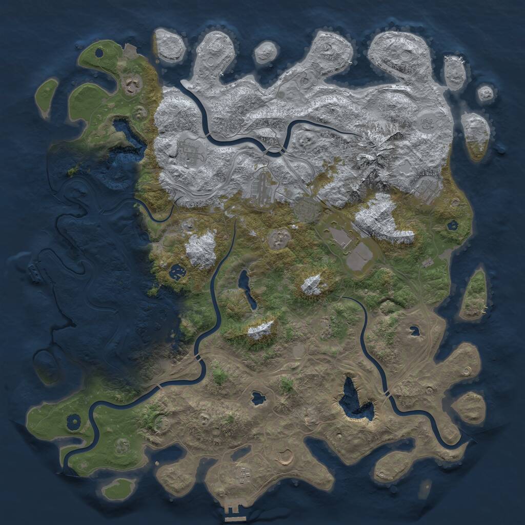 Rust Map: Procedural Map, Size: 5000, Seed: 1683417414, 17 Monuments