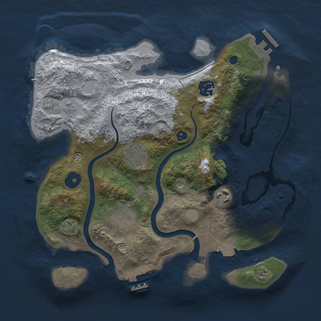 Rust Map: Procedural Map, Size: 3000, Seed: 854951433, 10 Monuments