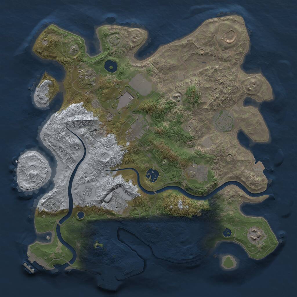 Rust Map: Procedural Map, Size: 3500, Seed: 597396655, 16 Monuments