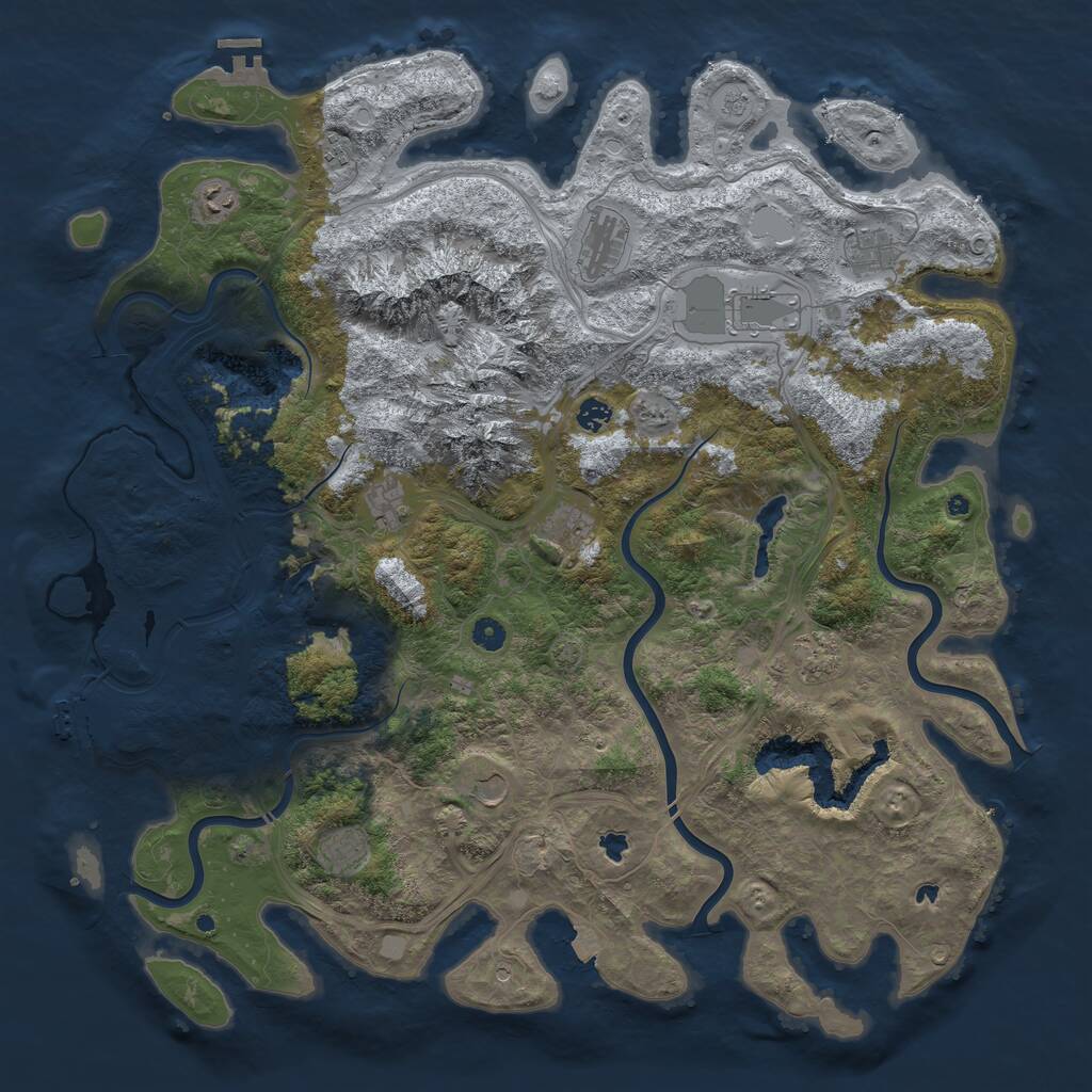 Rust Map: Procedural Map, Size: 5000, Seed: 40251065, 17 Monuments