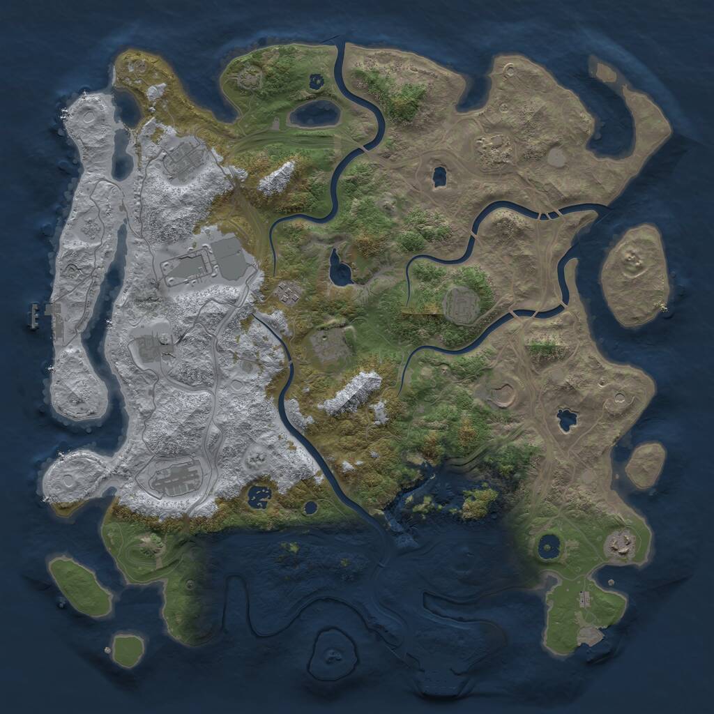 Rust Map: Procedural Map, Size: 4500, Seed: 257471616, 17 Monuments